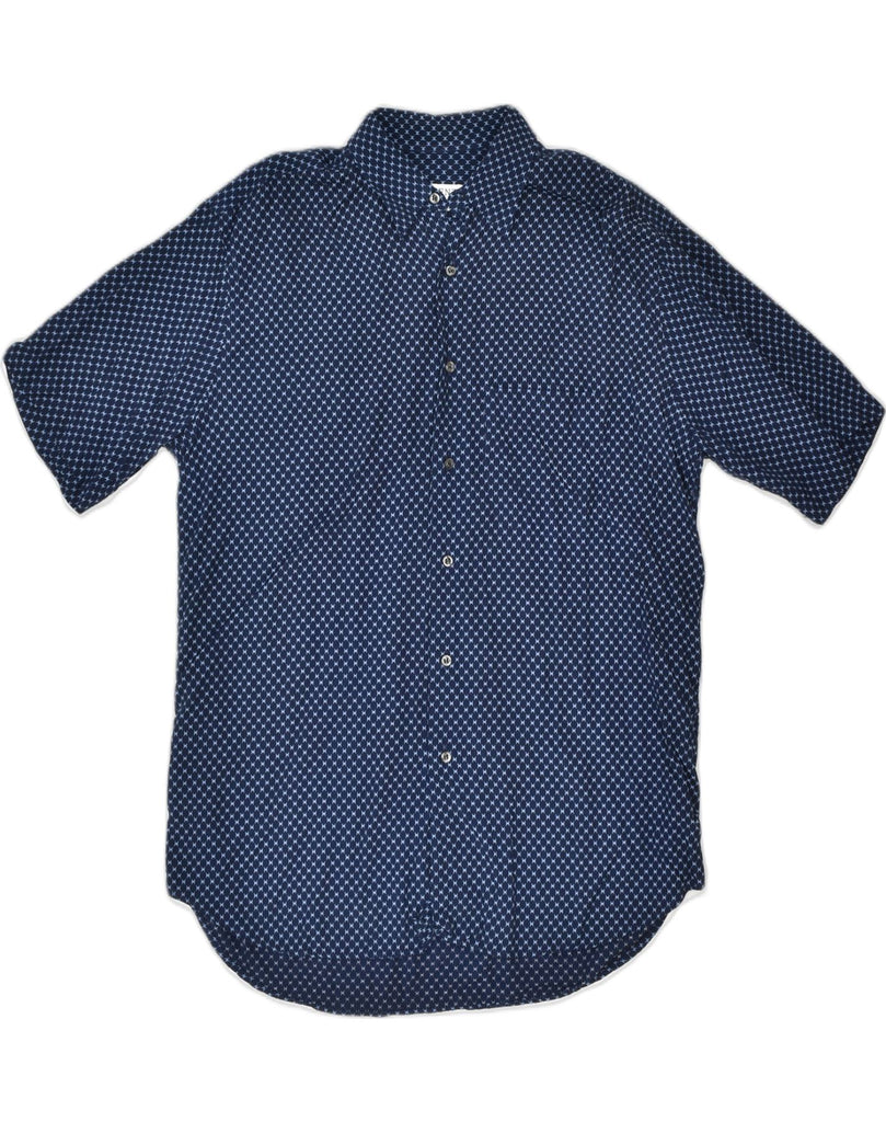 PANCALDI & B Mens Regent Short Sleeve Shirt Medium Navy Blue Geometric | Vintage Pancaldi & B | Thrift | Second-Hand Pancaldi & B | Used Clothing | Messina Hembry 