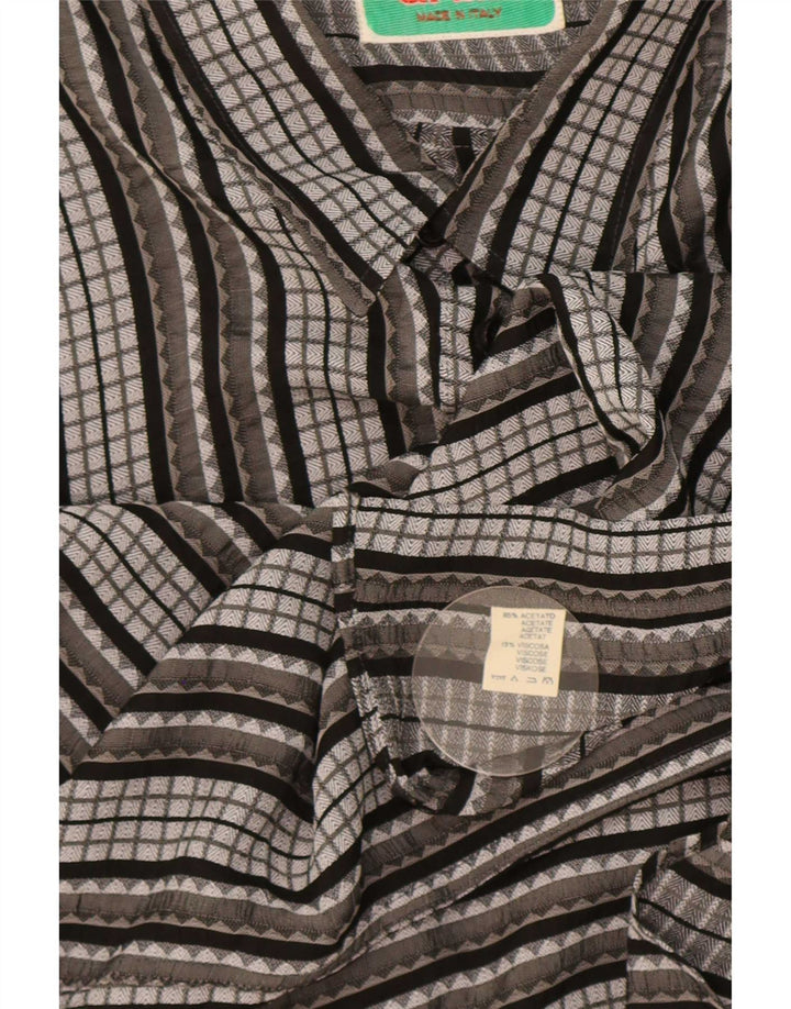 Vintage Mens Shirt Large Grey Striped Acetate