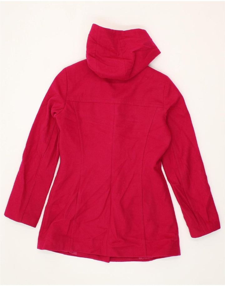 BENETTON Womens Hooded Duffle Jacket UK 8 Small Pink Wool Vintage Benetton and Second-Hand Benetton from Messina Hembry 