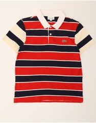 LACOSTE Mens Regular Fit Polo Shirt Size 4 Medium Red Striped Cotton