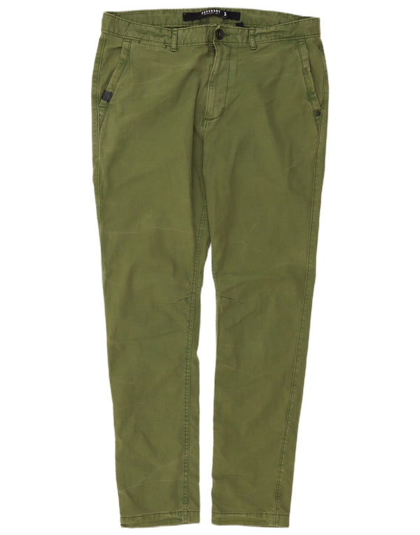 Superdry Mens Slim Chino Trousers XL W38 L32 Green Cotton