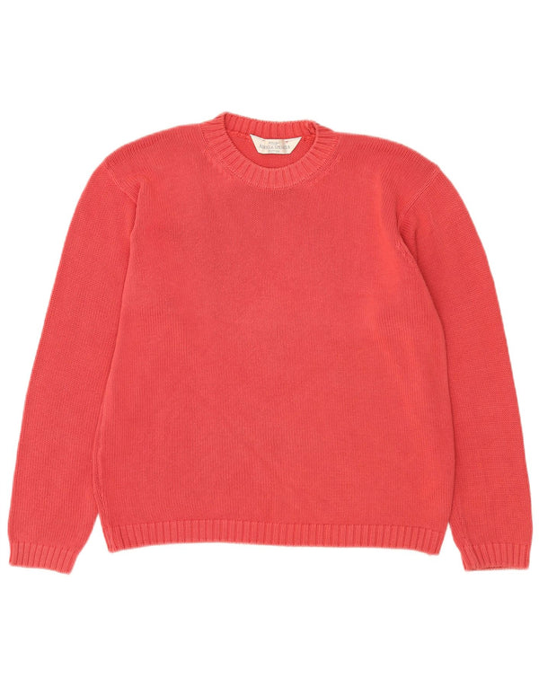 Marks & Spencer Womens Crew Neck Jumper Sweater UK 12 Medium Pink Cotton