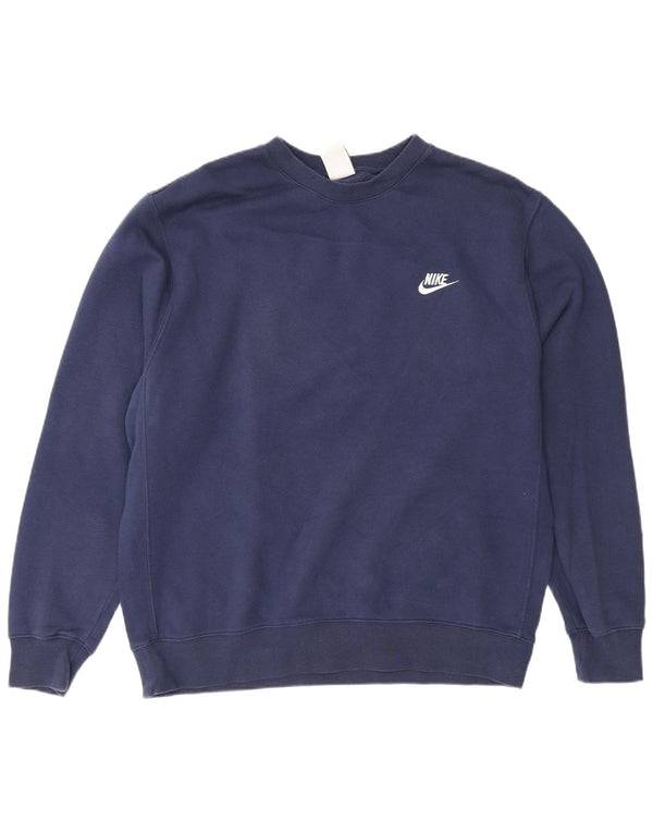 Nike Mens Sweatshirt Jumper Large Navy Blue Cotton