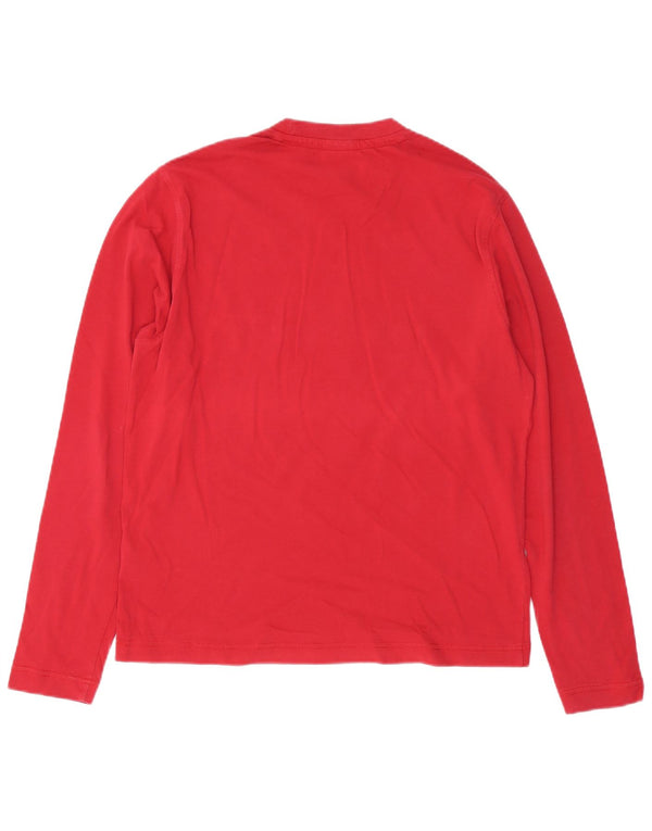 Napapijri Mens Geographic Graphic T-Shirt Long Sleeve Medium Red Cotton