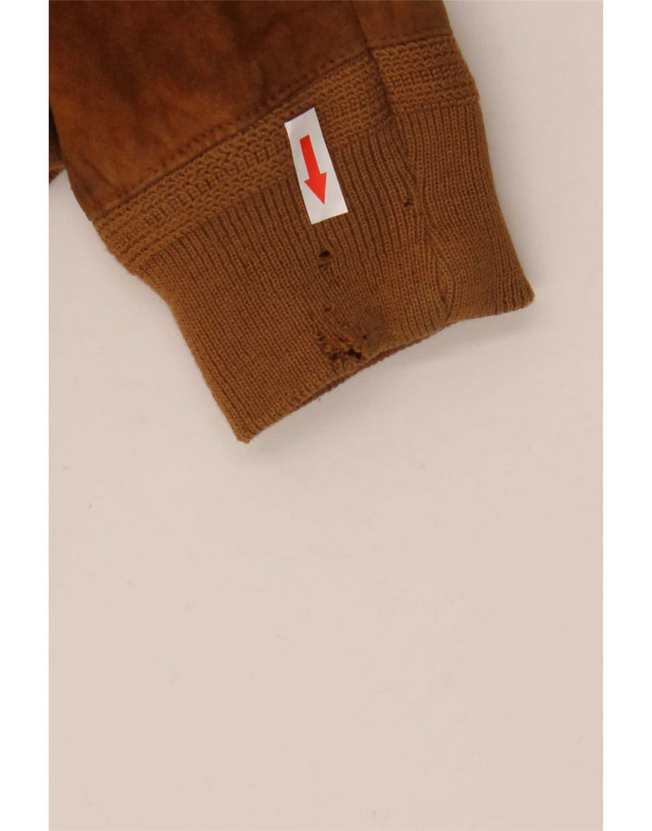 Vintage Mens Suede Bomber Jacket IT 50 Large Brown Leather