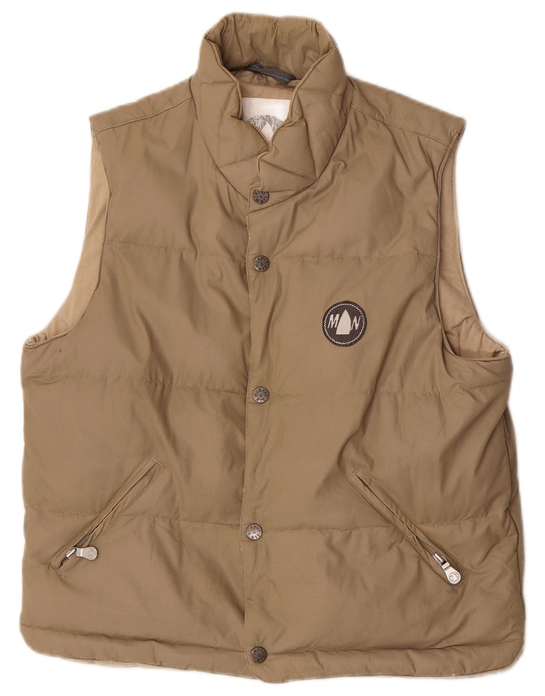 Murphy & Nye Mens Padded Gilet UK 36 Small Beige Nylon