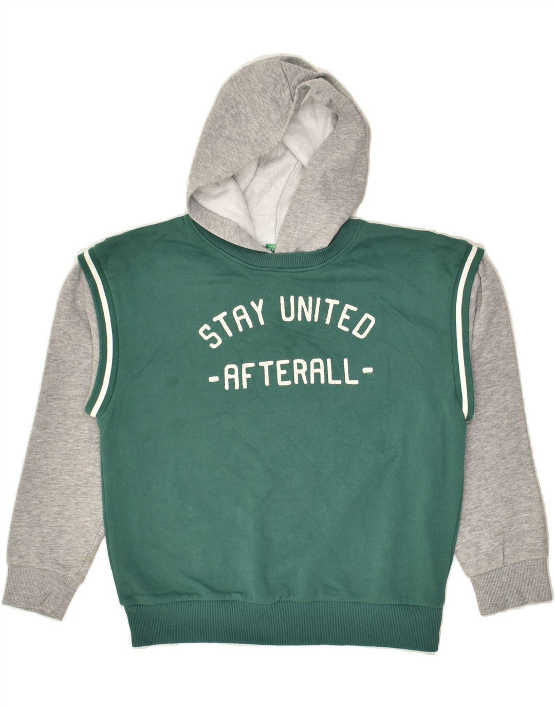 BENETTON Boys Graphic Hoodie Jumper 10-11 Years XL Green Colourblock | Vintage Benetton | Thrift | Second-Hand Benetton | Used Clothing | Messina Hembry 
