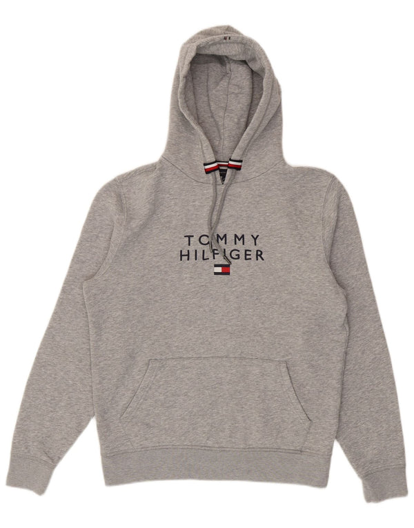Tommy Hilfiger Mens Graphic Hoodie Jumper Small Grey Cotton