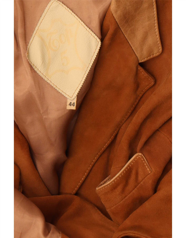Vintage Womens 3 Button Suede Blazer Jacket IT 44 Medium Beige Colourblock