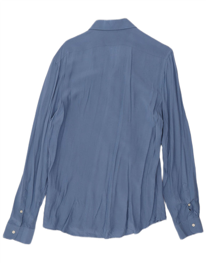 Reiss Mens Slim Fit Shirt XL Blue Viscose