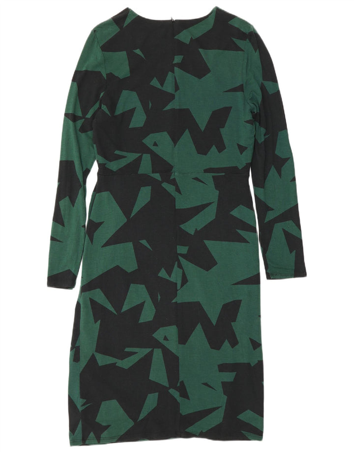 Phase Eight Womens Long Sleeve Sheath Dress UK 14 Medium Green Geometric