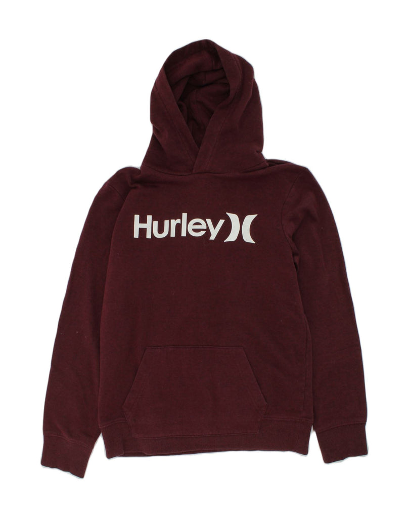 HURLEY Girls Graphic Hoodie Jumper 14-15 Years Burgundy Cotton | Vintage Hurley | Thrift | Second-Hand Hurley | Used Clothing | Messina Hembry 