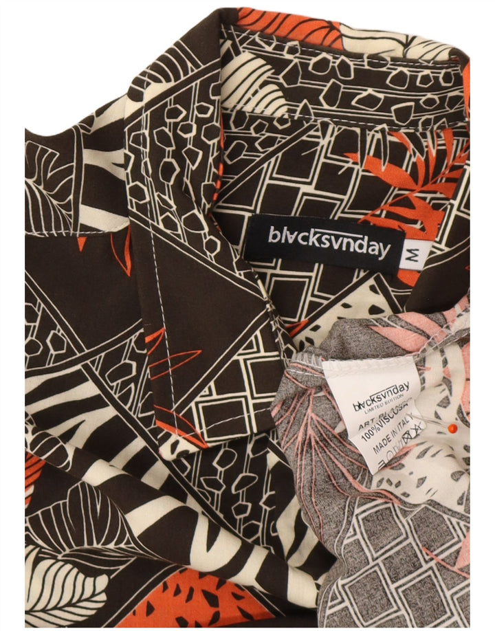 VINTAGE Mens Abstract Pattern Shirt Medium Brown Viscose