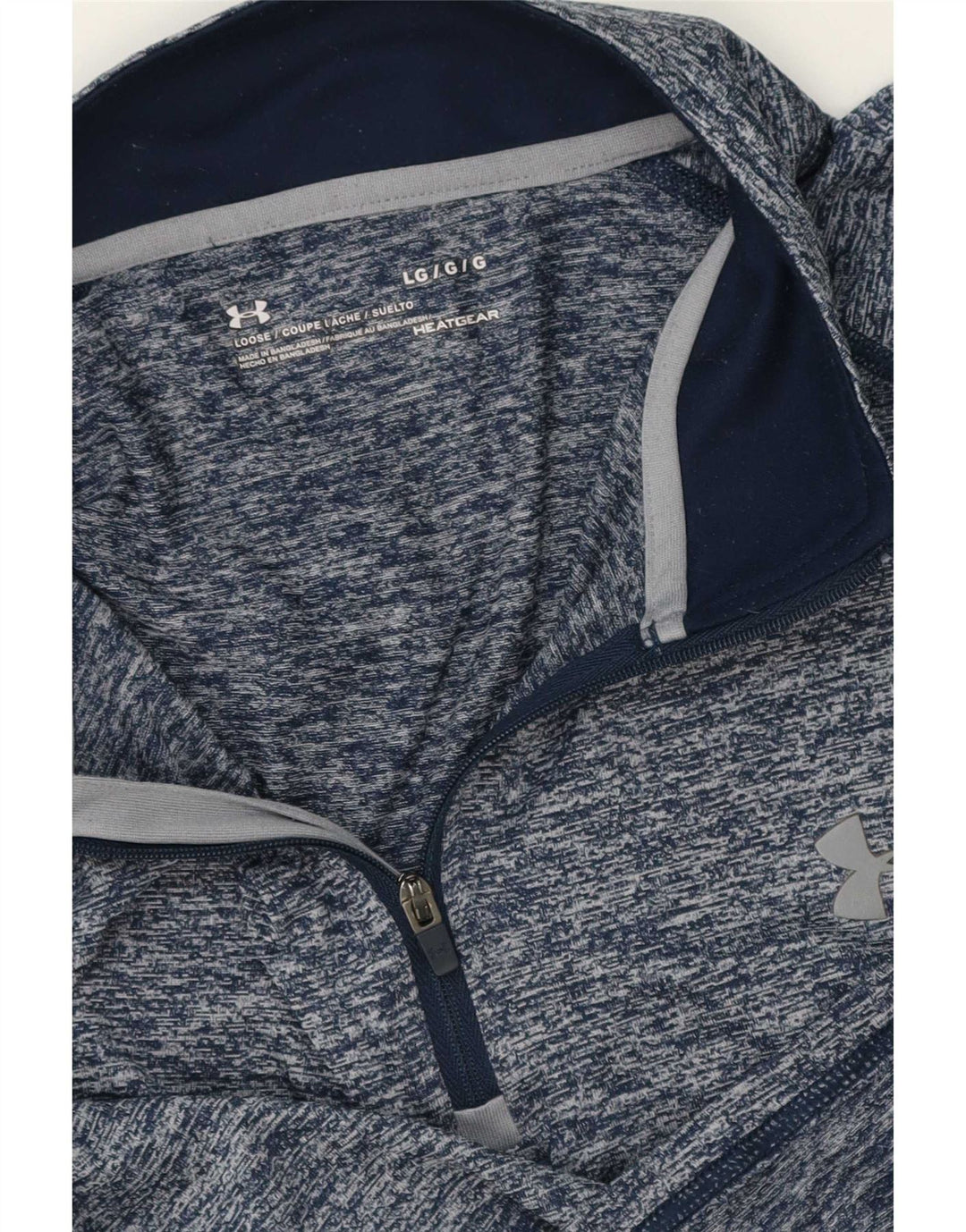 Under Armour Mens Heat Gear Pullover Tracksuit Top Large Blue Flecked