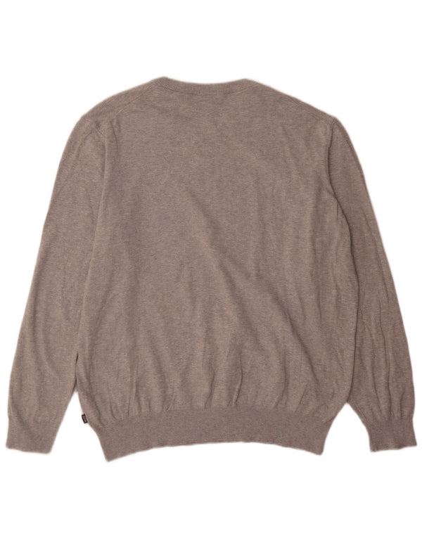 Hugo Boss Mens Boat Neck Jumper Sweater 2XL Grey Flecked Cotton