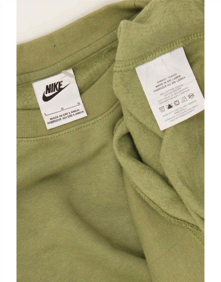 Nike Mens Sweatshirt Jumper Large Khaki Cotton