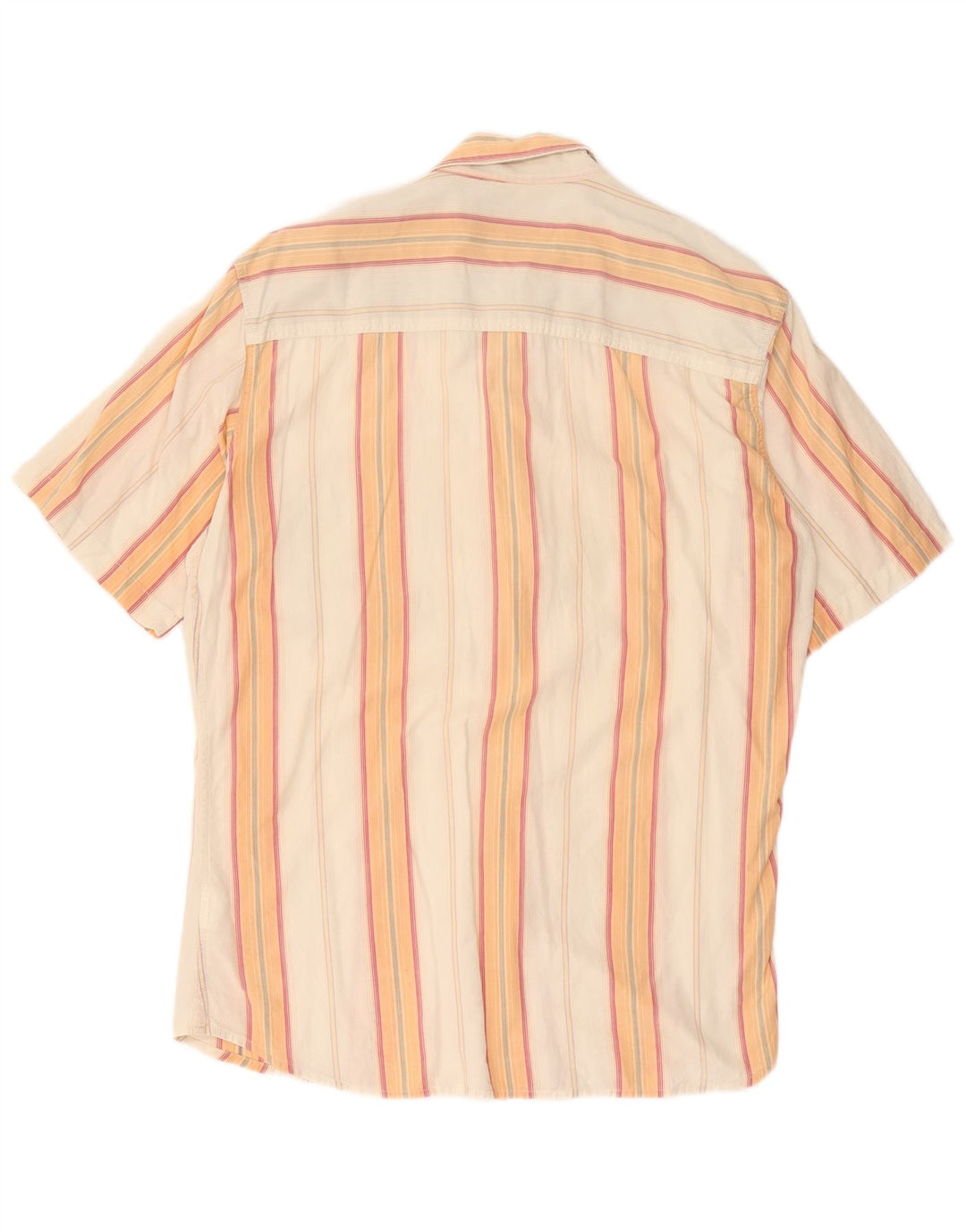 MARLBORO CLASSICS Mens Short Sleeve Shirt XL Orange Striped Cotton