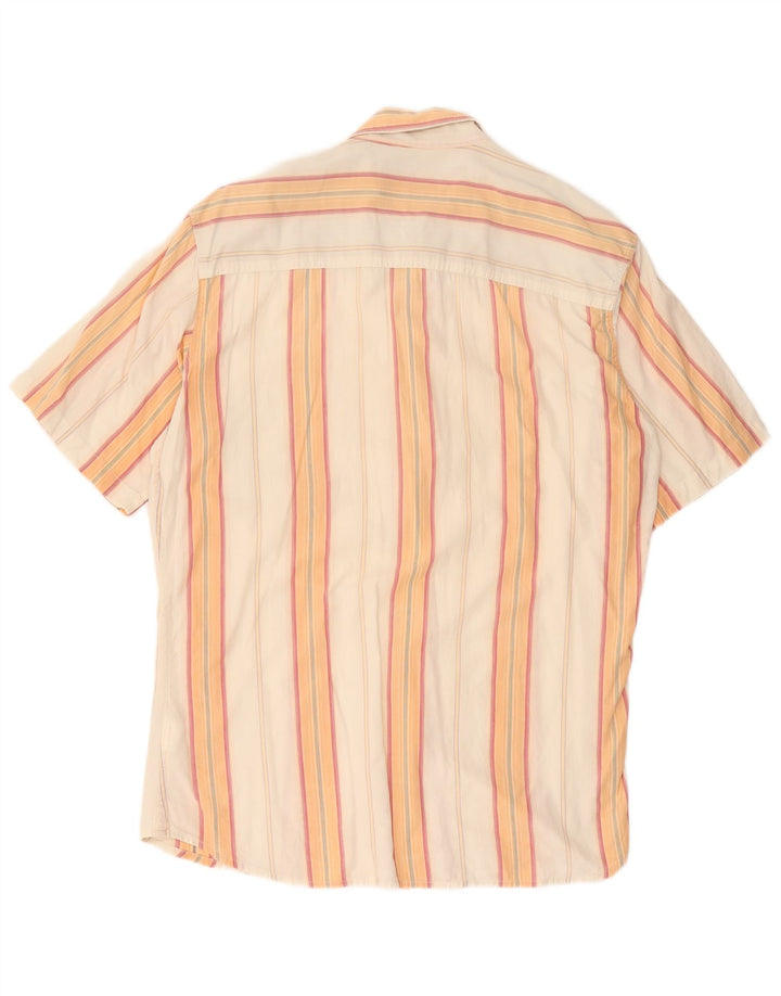 MARLBORO CLASSICS Mens Short Sleeve Shirt XL Orange Striped Cotton