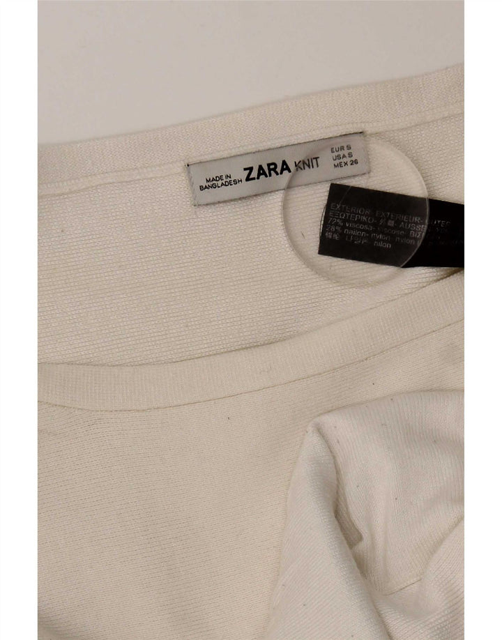 Zara Womens Oversized Top Long Sleeve UK 10 Small White Viscose