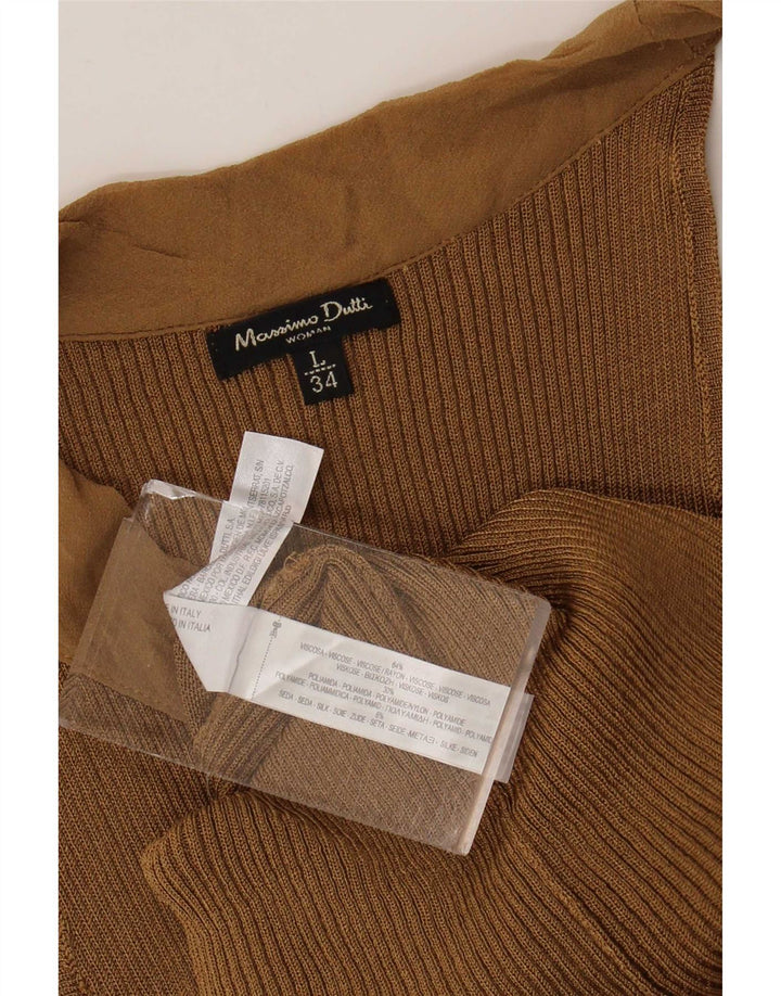 Massimo Dutti Womens Off Shoulder Top UK 14 Large Brown Viscose
