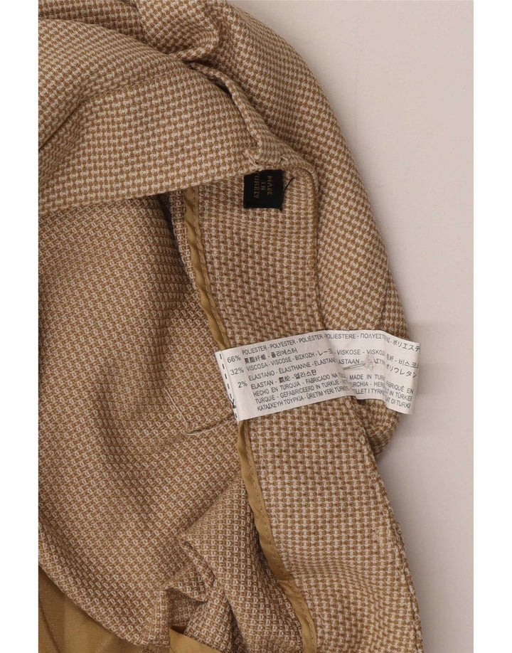 Zara Womens Slim Chino Trousers EU 42 Large W32 L27 Beige Check Polyester