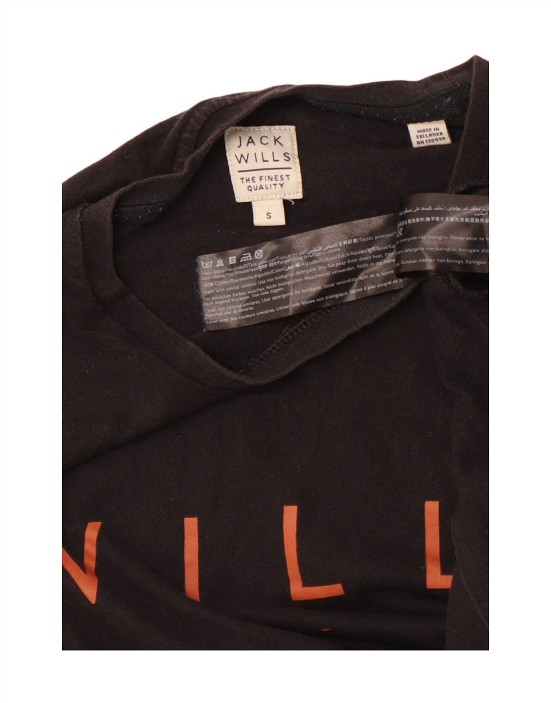 JACK WILLS Mens Graphic T-Shirt Top Small Black Cotton