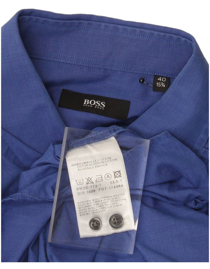 HUGO BOSS Mens Shirt Size 40 15 3/4 Medium Blue Cotton