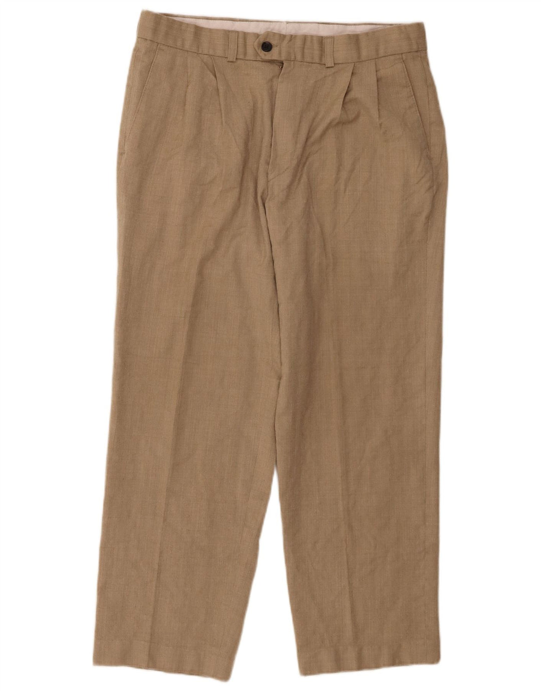 Marks & Spencer Mens St. Michael Crop Pegged Suit Trousers W32 L26 Beige
