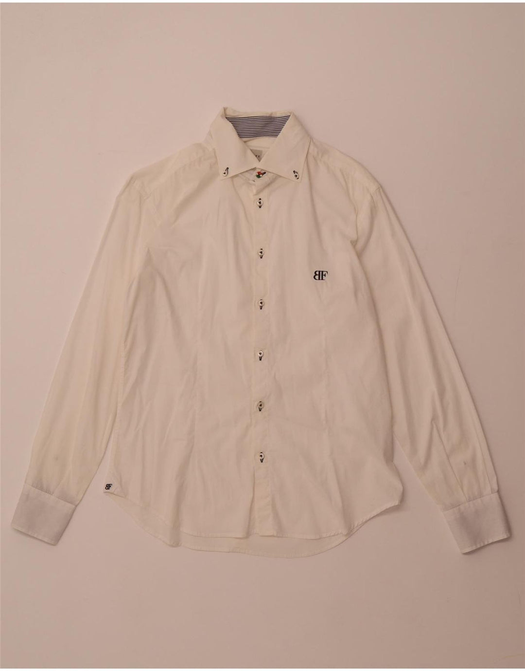 BELFE Mens Shirt Medium White Cotton