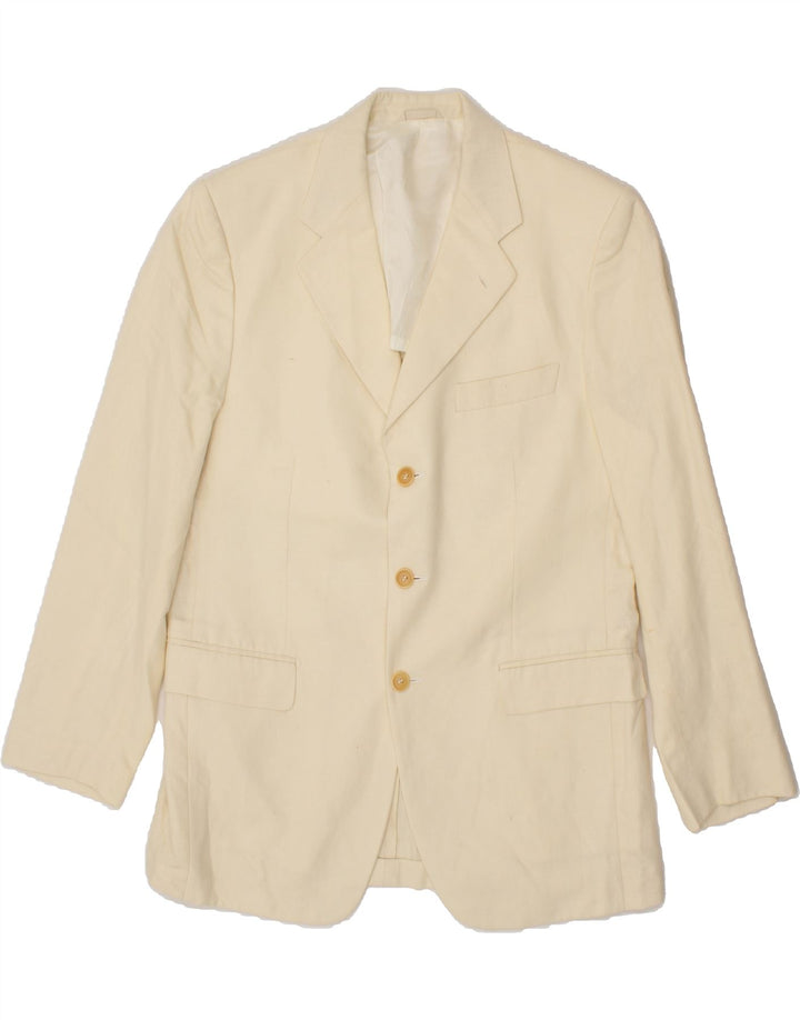 PIERRE CARDIN Mens 3 Button Blazer Jacket IT 50 Large Beige Linen