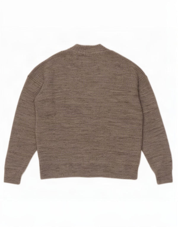 Marks & Spencer Womens Zip Neck Jumper Sweater UK 14 Large Grey Acrylic