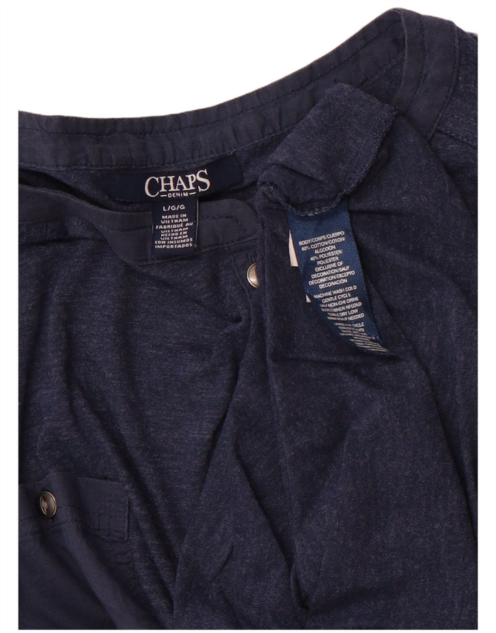 CHAPS Womens Top Long Sleeve UK 16 Large Navy Blue Cotton