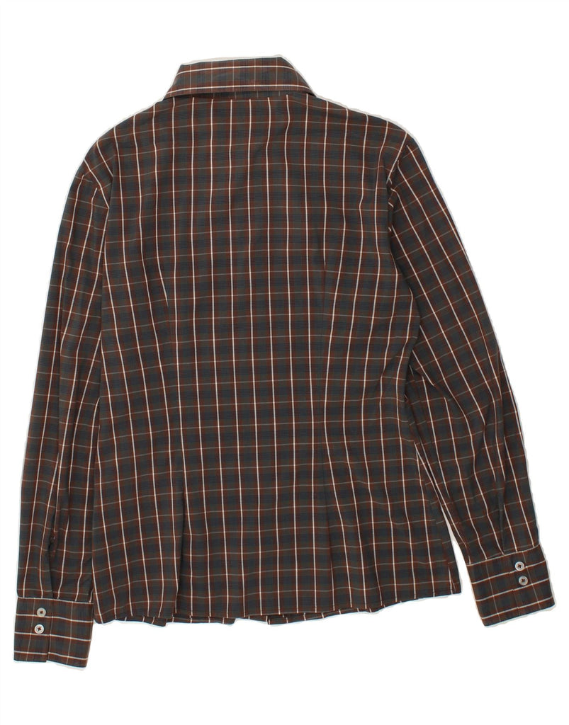 BENETTON Womens Shirt UK 14 Medium Brown Check Cotton | Vintage Benetton | Thrift | Second-Hand Benetton | Used Clothing | Messina Hembry 
