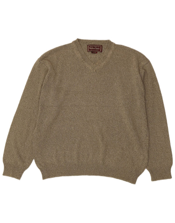 Marlboro Classics Mens V-Neck Jumper Sweater XL Brown Cotton