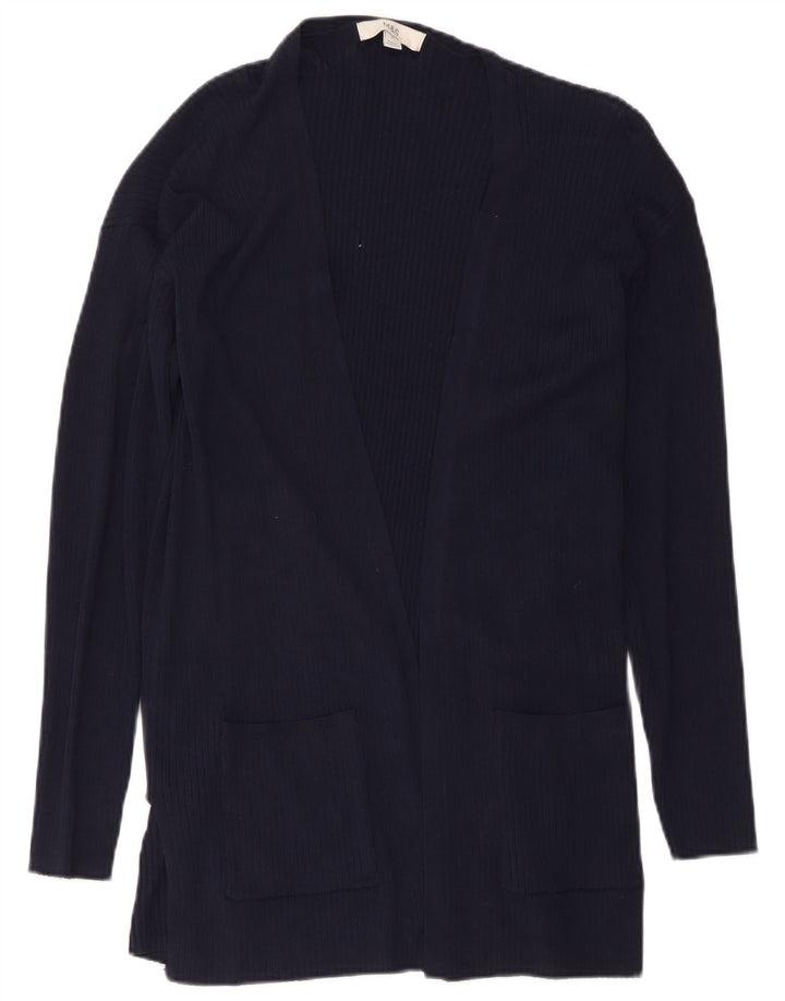 Marks & Spencer Womens Longline Cardigan Sweater UK 14 Medium Navy Blue Cla