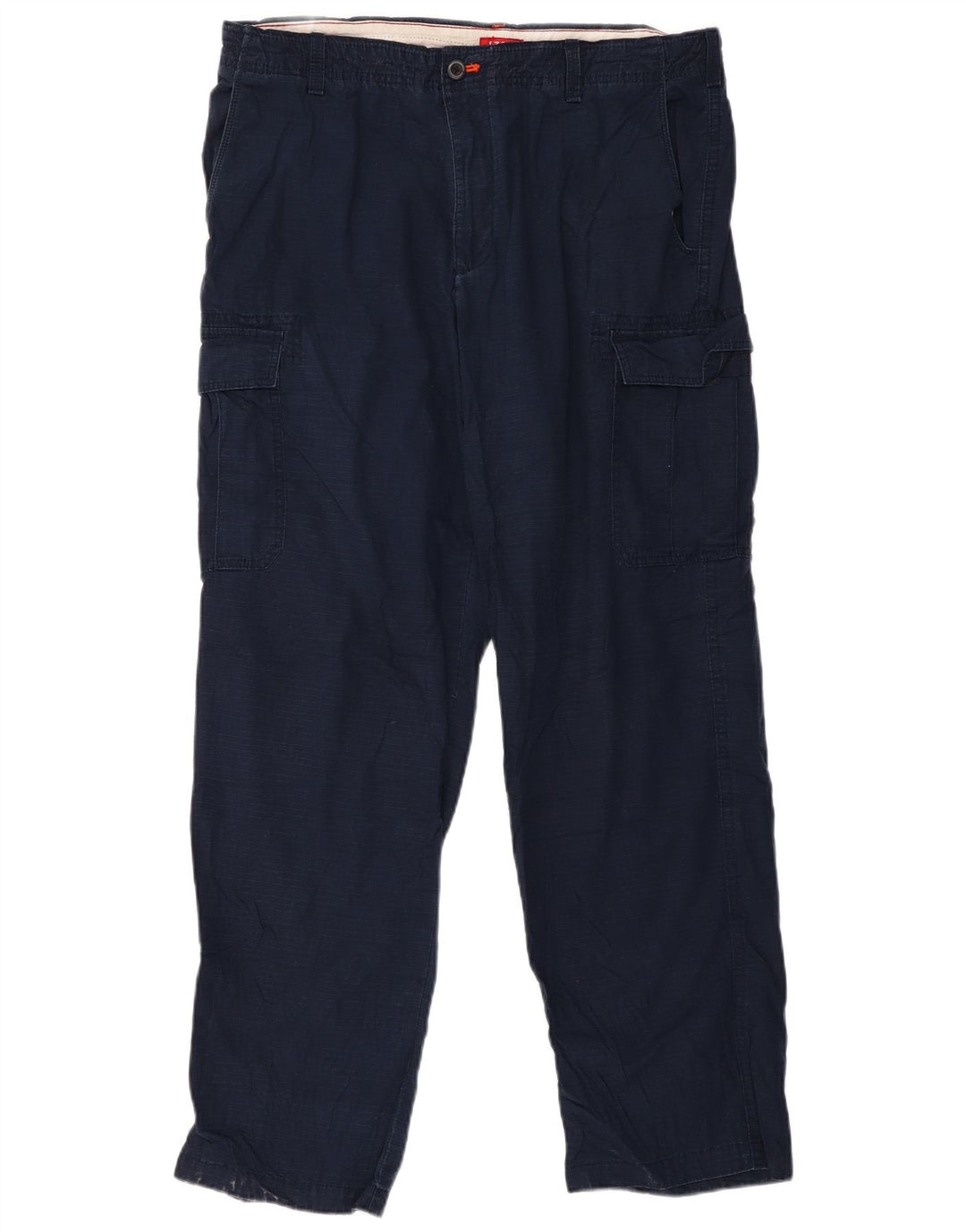 Izod Mens Straight Cargo Trousers W36 L32 Navy Blue Cotton