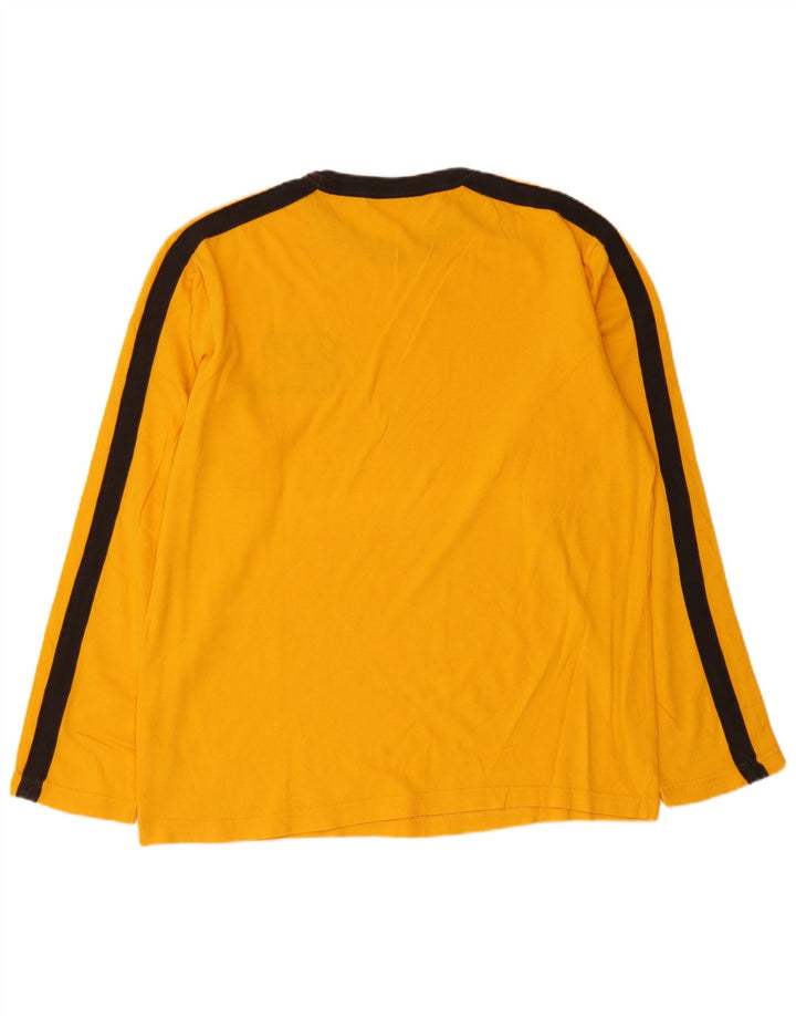 DICKIES Mens Graphic Top Long Sleeve Large Orange Colourblock Cotton