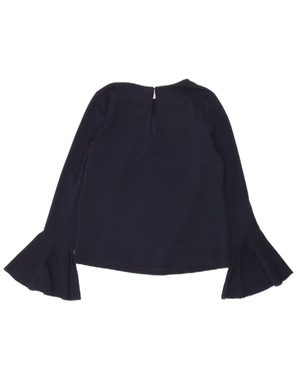 Warehouse Womens Long Sleeve Blouse Top UK 8 Small Navy Blue Polyester