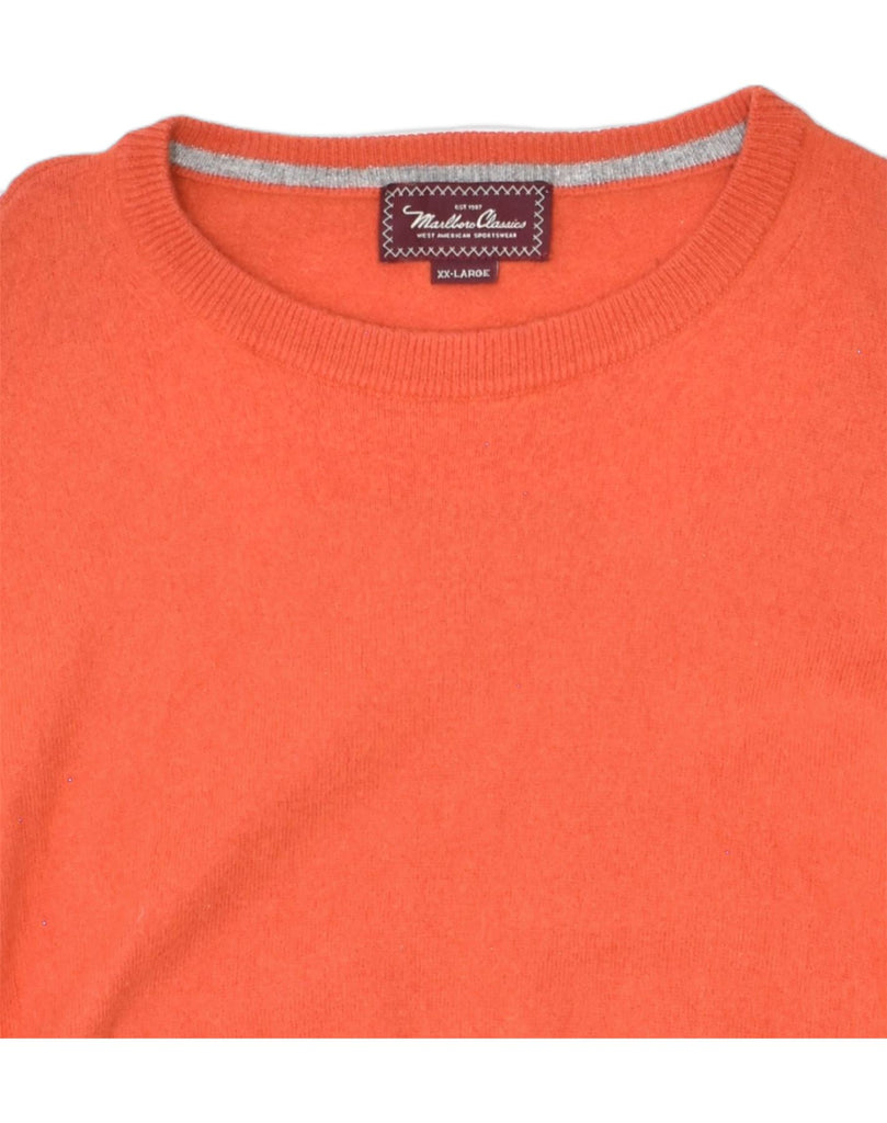 MARLBORO CLASSICS Mens Slim Fit Crew Neck Jumper Sweater 2XL Orange Wool | Vintage Marlboro Classics | Thrift | Second-Hand Marlboro Classics | Used Clothing | Messina Hembry 