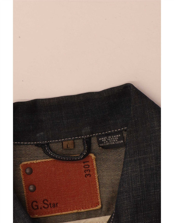 G-Star Mens Denim Jacket UK 40 Large Navy Blue Cotton
