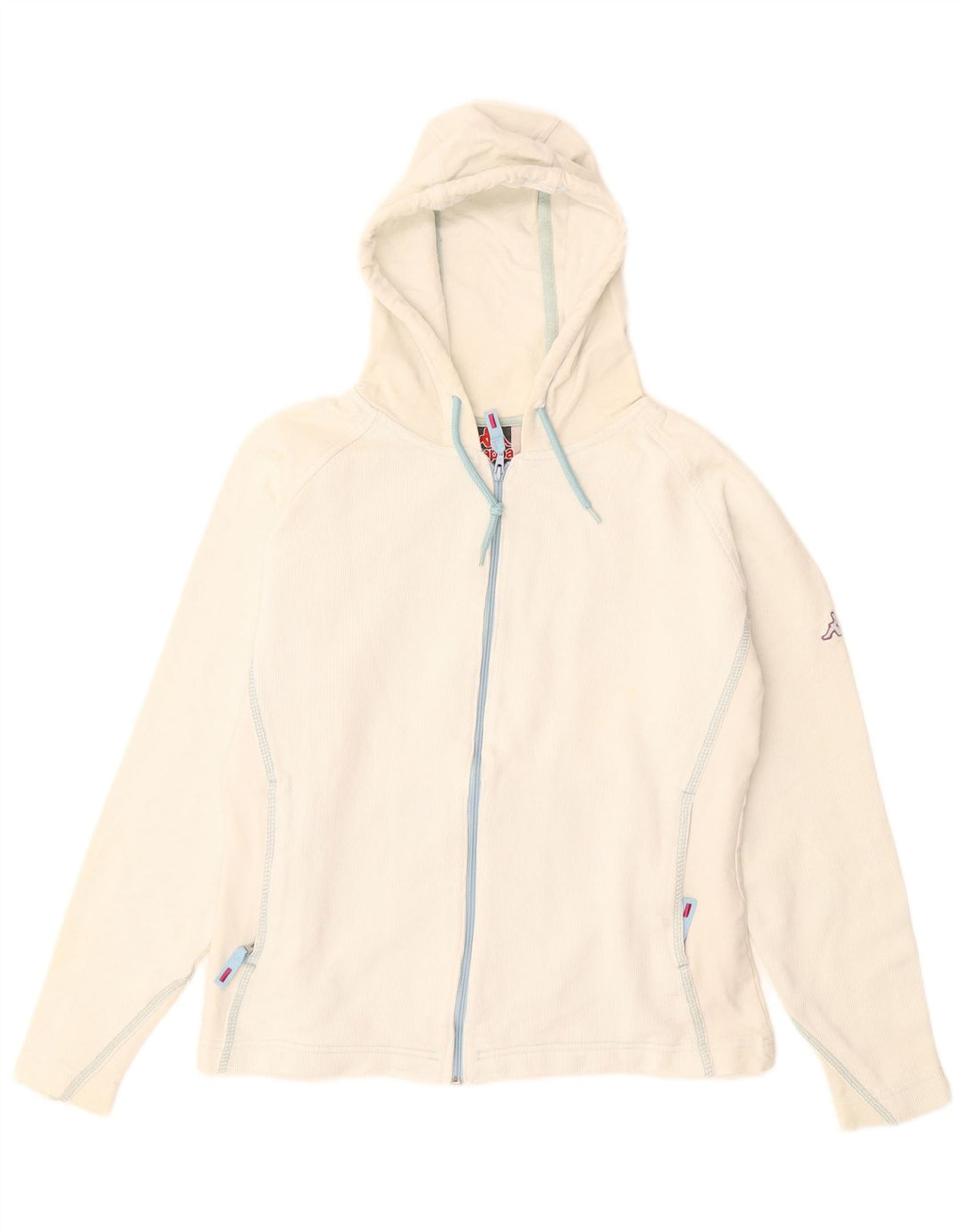 KAPPA Womens Zip Hoodie Sweater UK 14 Medium White