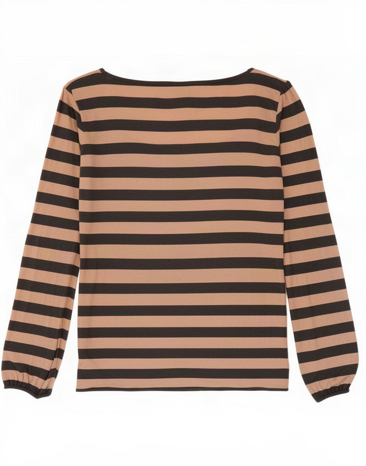 Massimo Dutti Womens Top Long Sleeve UK 10 Small Pink Striped Viscose