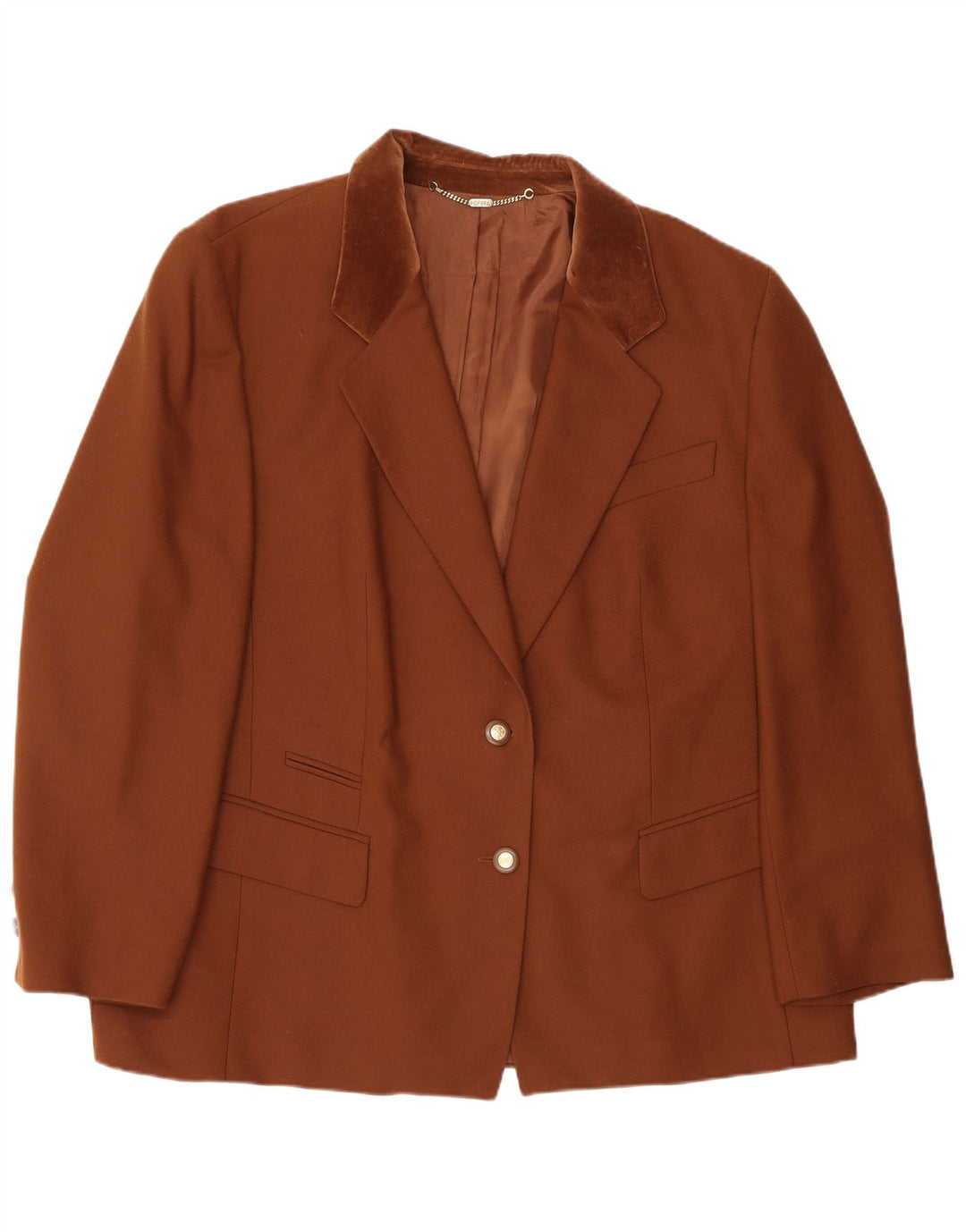 Basler Womens 2 Button Blazer Jacket EU 48 2XL Brown Cotton