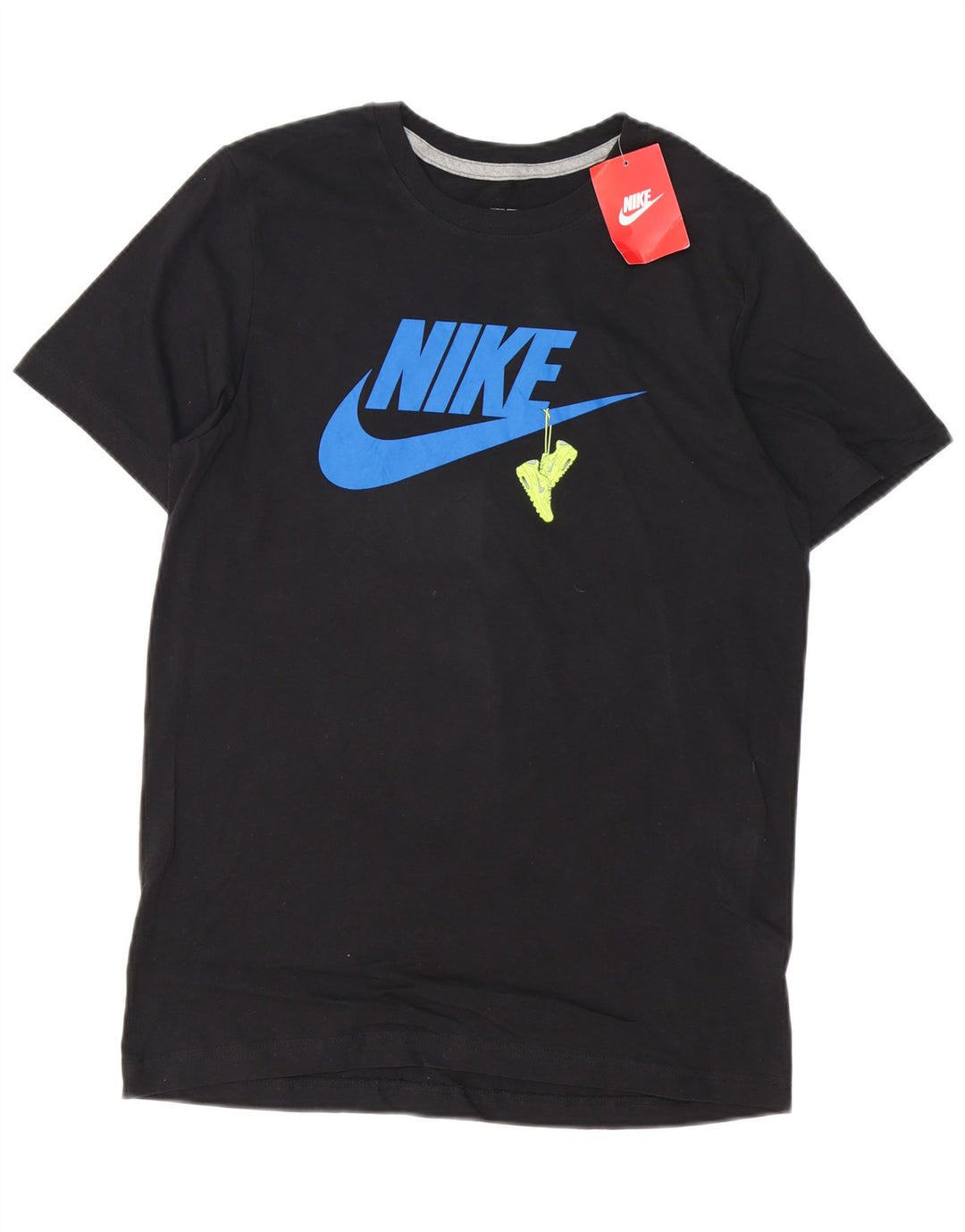 NIKE Mens Slim Fit Graphic T-Shirt Top Large Black Cotton