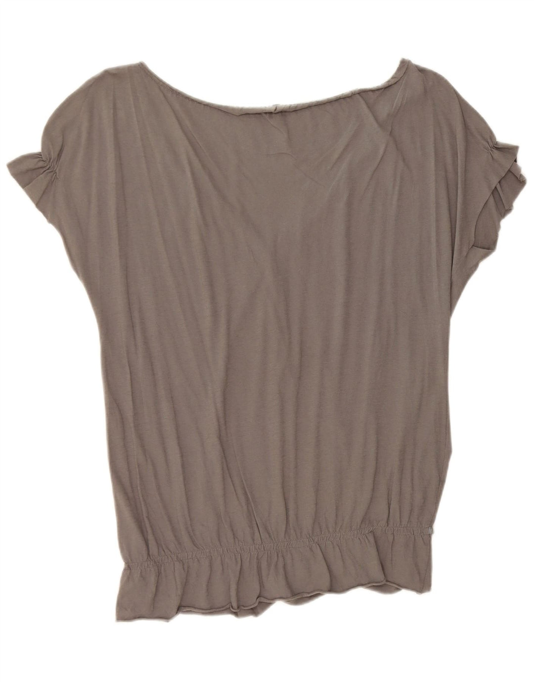 BENETTON Womens Oversized Blouse Top UK 14 Medium Grey Cotton