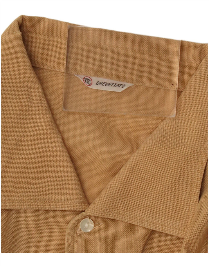 Vintage Mens Short Sleeve Shirt XL Beige