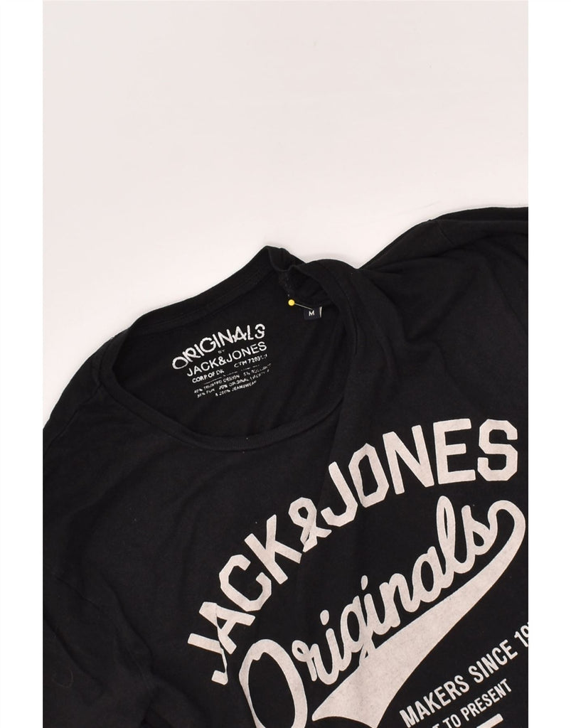 JACK & JONES Mens Graphic T-Shirt Top Medium Black Cotton | Vintage Jack & Jones | Thrift | Second-Hand Jack & Jones | Used Clothing | Messina Hembry 