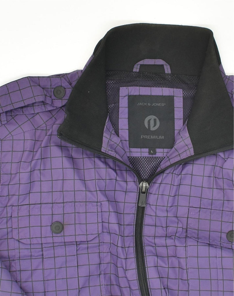 JACK & JONES Womens Bomber Jacket UK 16 Large Purple Check Polyester | Vintage Jack & Jones | Thrift | Second-Hand Jack & Jones | Used Clothing | Messina Hembry 