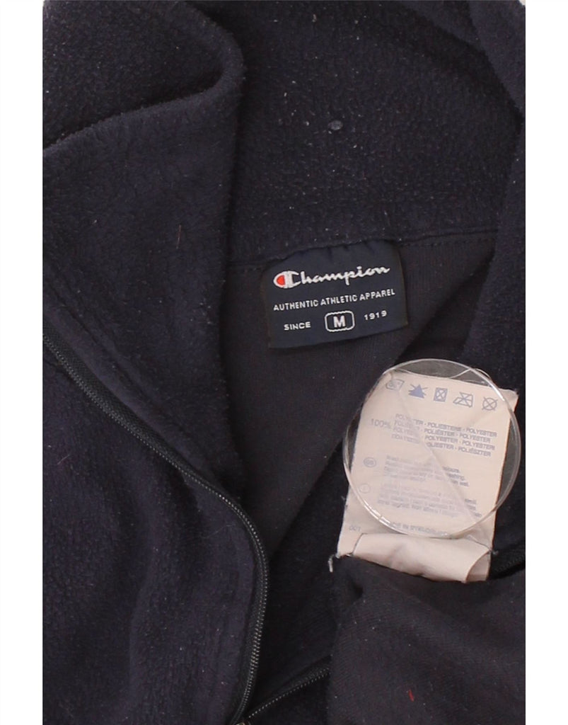 CHAMPION Mens Zip Neck Fleece Jumper Medium Navy Blue Polyester Vintage Champion and Second-Hand Champion from Messina Hembry 