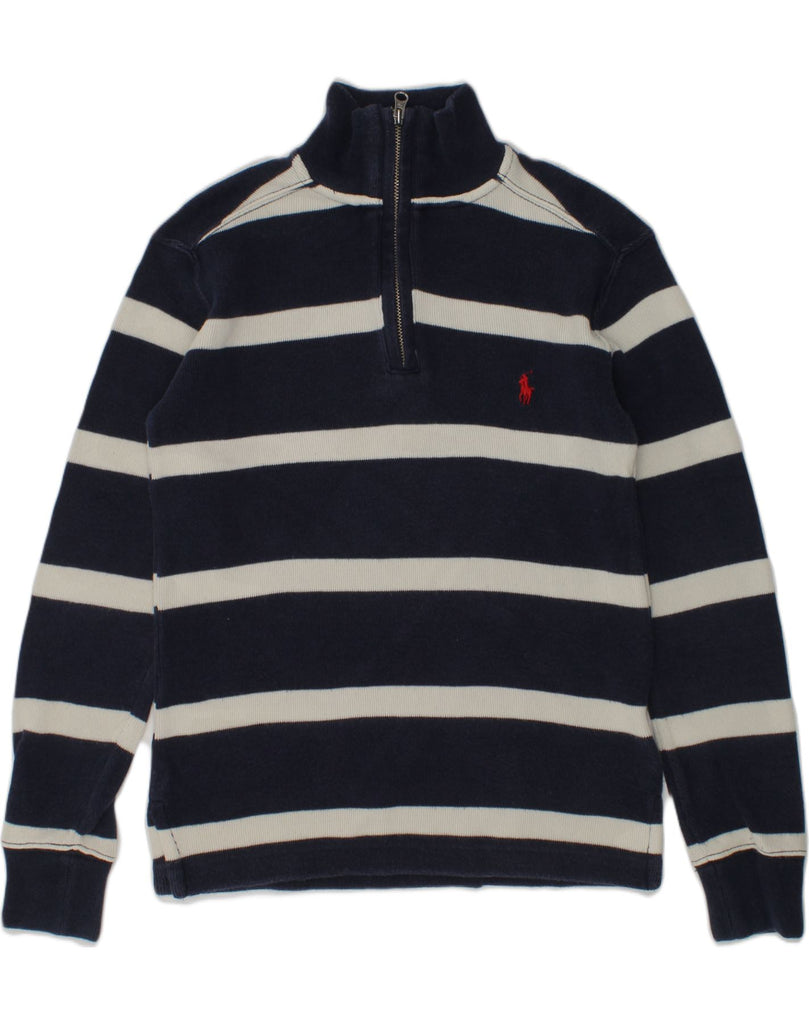 POLO RALPH LAUREN Boys Zip Neck Jumper Sweater 7-8 Years Small Navy Blue | Vintage Polo Ralph Lauren | Thrift | Second-Hand Polo Ralph Lauren | Used Clothing | Messina Hembry 